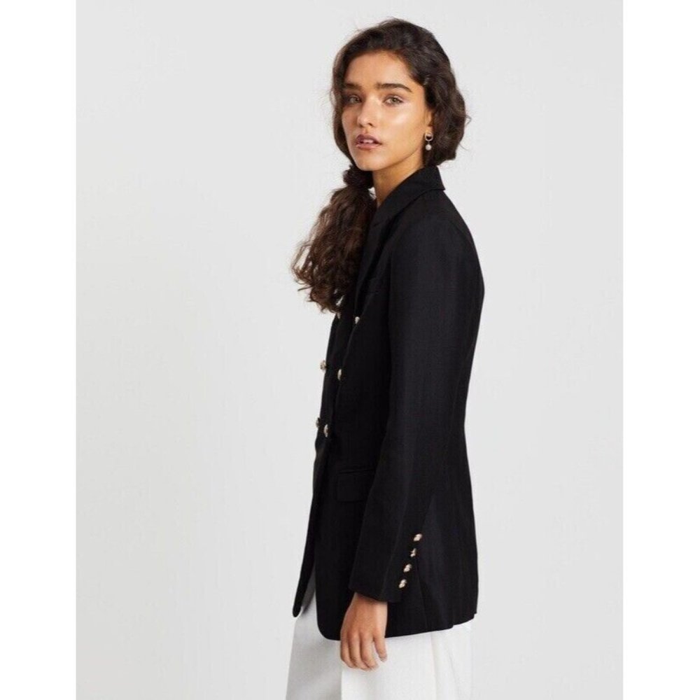 Mossman The Signature Blazer Jacket Black Military Classic Double Breast Size 10 - Picture 4 of 11